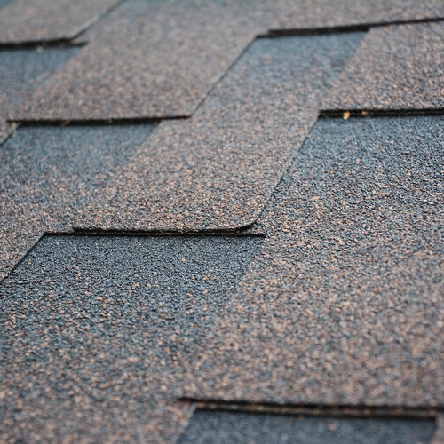 close-up of asphalt roofing shingles