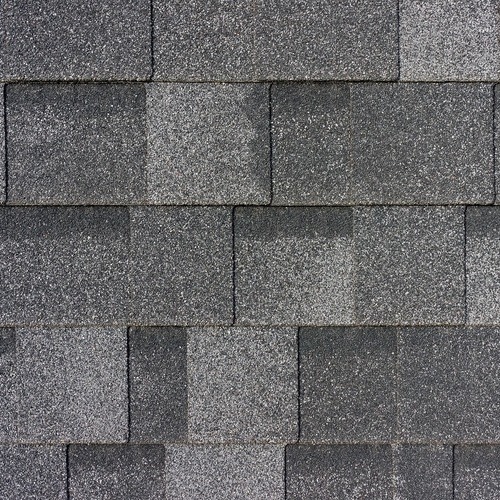 close-up of gray roofing shingles
