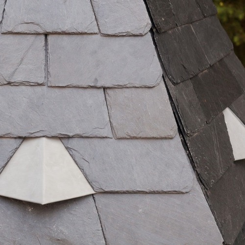 close-up of slate roofing tiles