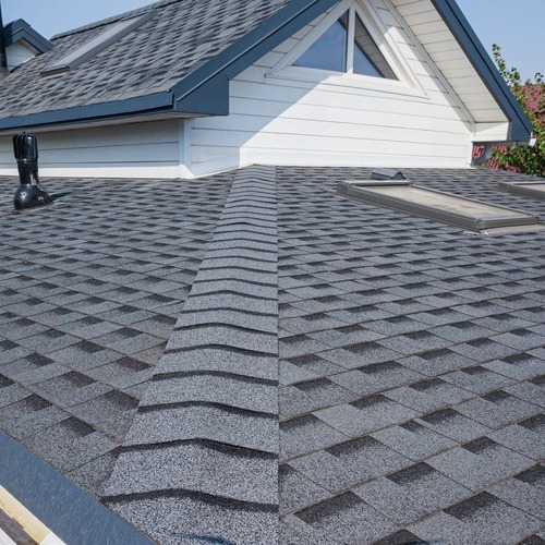 close-up of a shingle roofing system